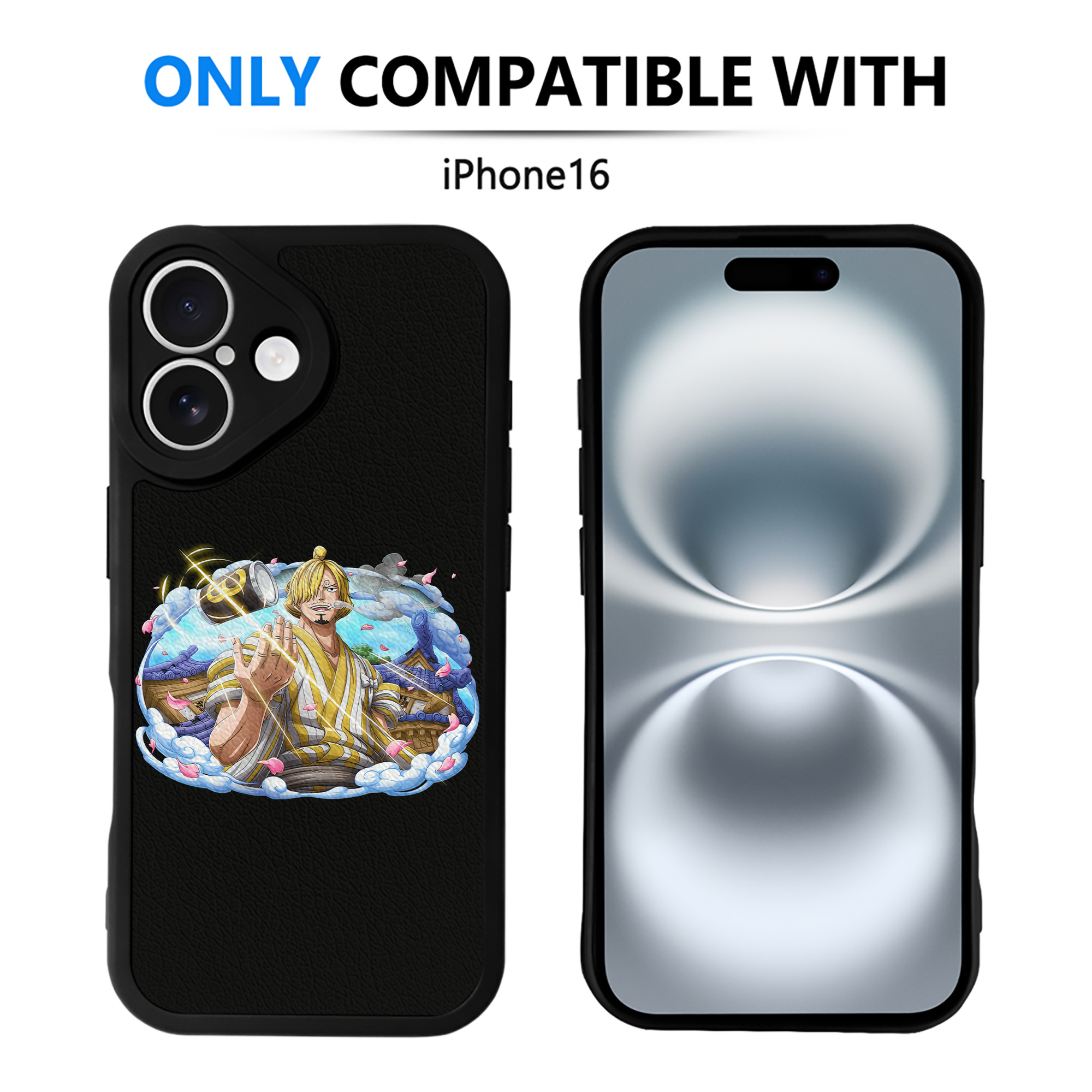 （画像用） ワンピース サンジ ONE PIECE Sanji 【iPhone 16シリーズ対応】シリコンスマホケース（レザー調） 材質：シリコン